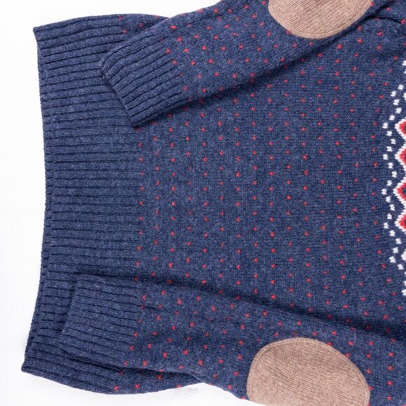 Fjallraven Women’s Ovik Knit Sweater Navy Fair Isle Nordic Wool Elbow Patch M - Picture 5 of 10